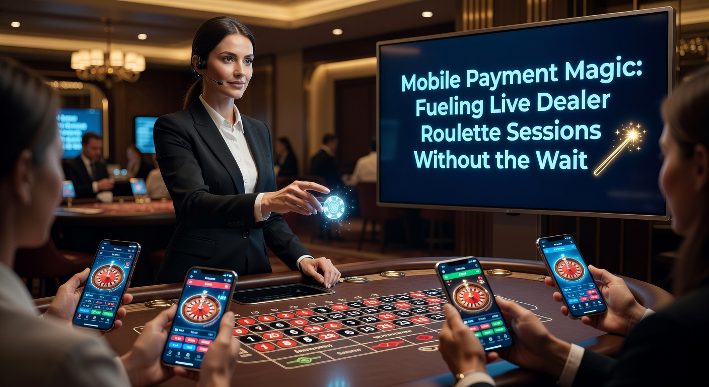 Smartphone mit Live-Roulette-Tisch und mobiler Zahlungs-App im Vordergrund, das die nahtlose Integration von Zahlungen und Spiel zeigt