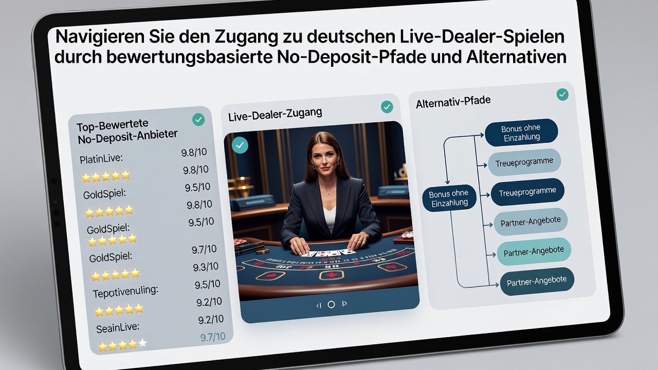 Tablet-Ansicht eines Live-Dealer-Tisches mit integrierten Zahlungsoptionen und Bewertungssymbolen