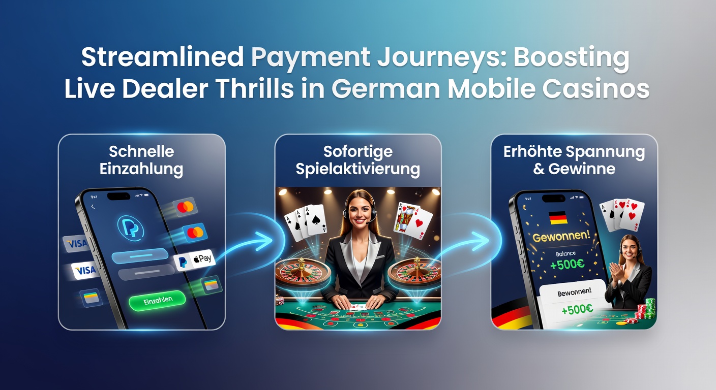 Smartphone mit Live-Dealer-Tisch und Zahlungsikone im Vordergrund, das schnelle Transaktionen in einem deutschen Mobile Casino symbolisiert