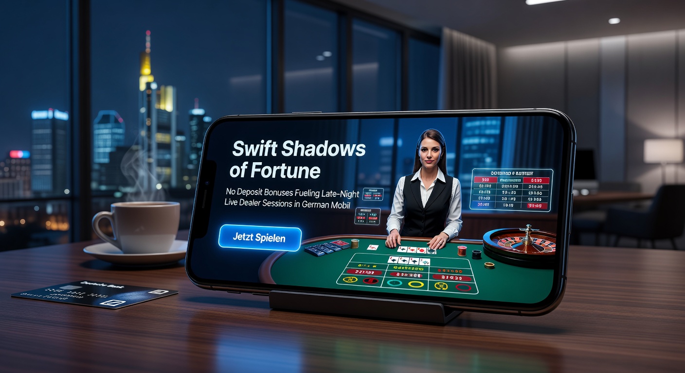 Dunkles Smartphone-Display mit laufender Live-Roulette-Session und aktiviertem No-Deposit-Bonus in einem deutschen Casino-App
